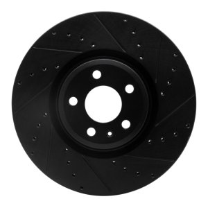 Audi S5 Brake Rotor (1) - Front Right - R1 Concepts - Drilled & Slotted - Black - `18-`25